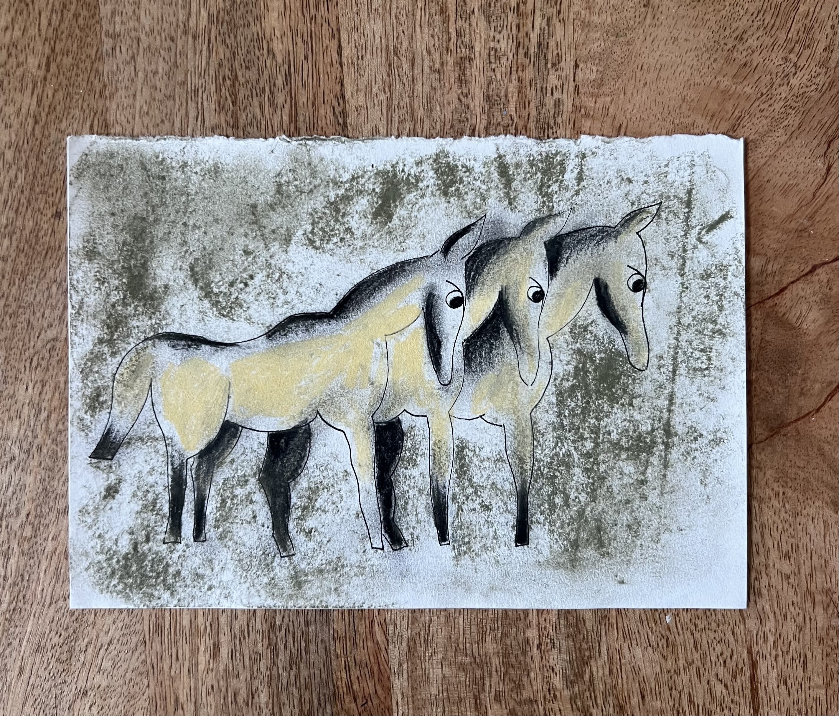 Horses Pastel Charcoal