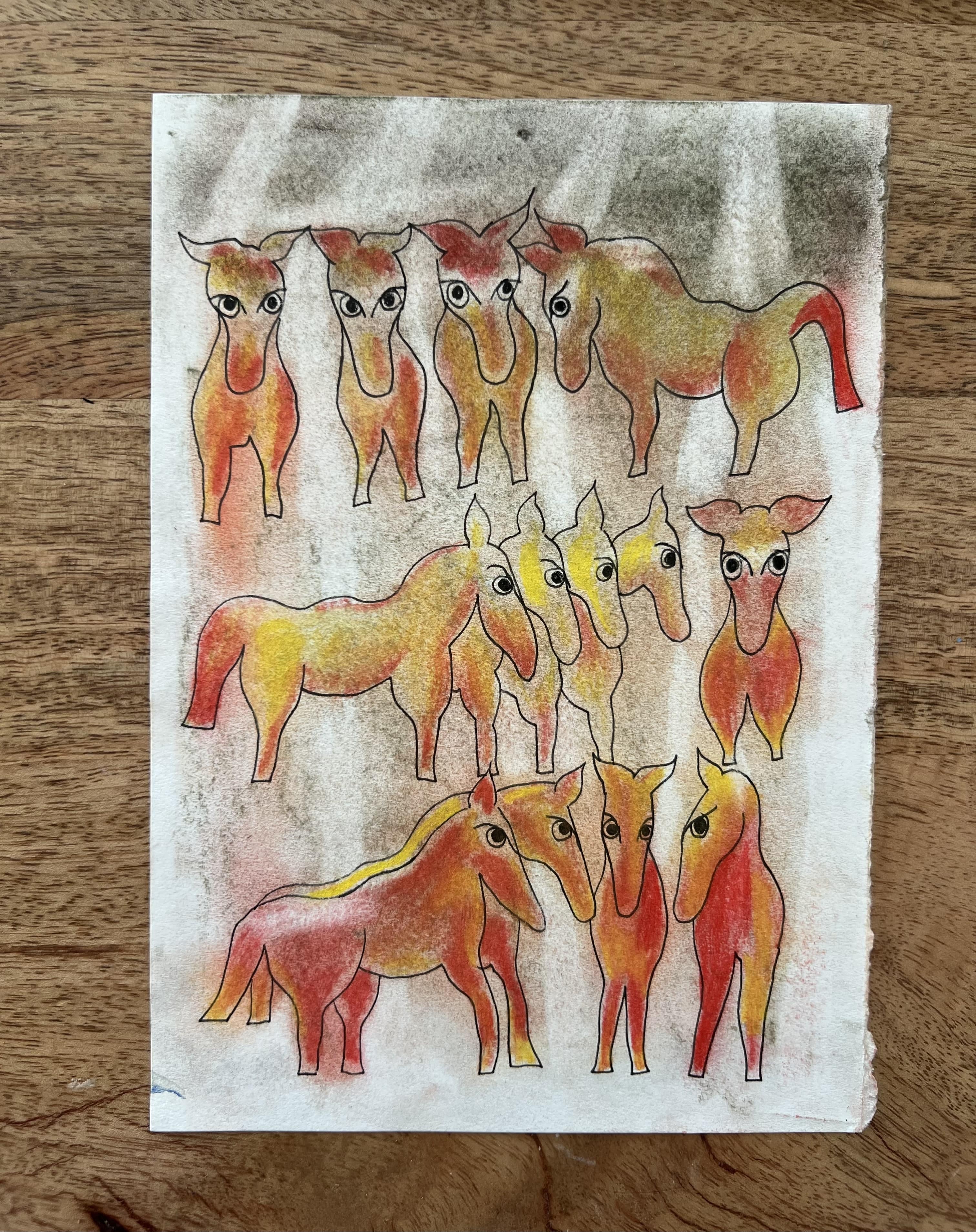 Horses Pastel Charcoal